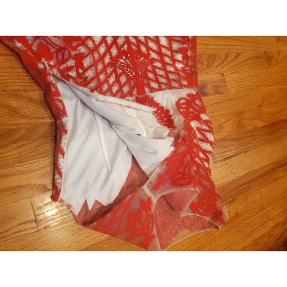 Anthropoligie Dress by Geisha Designs Red Embroidered Mesh Overlay Sleeveless 4 - Picture 11 of 11